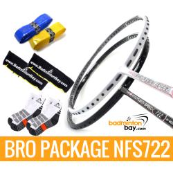 Bro Package NFS722: Apacs Nano Fusion 722 Black & Apacs Nano Fusion 722 White + 2 pieces Karakal grips + 2 Fabric covers + 2 pairs socks