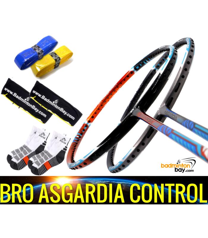 Bro Package Asgardia Control : 2 pieces Apacs Asgardia Control Badminton Racket + 2 pcs Karakal Grips + 2 Fabric Bags + 2 pairs socks