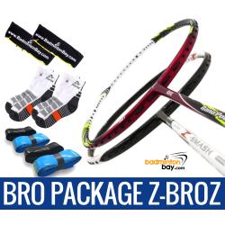 Bro Package Z-BROZ: Abroz Nano Power Z-Light + Abroz Nano Power Z-Smash Badminton Rackets + 4 pieces Abroz PU Grips + 2 Fabric covers + 2 pairs socks