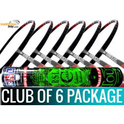 Club Package - 1 Tube RSL Classic Shuttlecocks + 6 pieces rackets - Abroz Demon Blade 1000 Black Red Badminton Racket (5U)