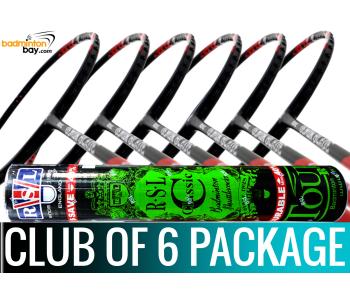 Club Package - 1 Tube RSL Classic Shuttlecocks + 6 pieces rackets - Abroz Demon Blade 1000 Black Red Badminton Racket (5U)