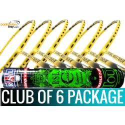 Club Package - 1 Tube RSL Classic Shuttlecocks + 6 pieces rackets - Abroz Exonic Nextgen Yellow Black Badminton Racket (5U)