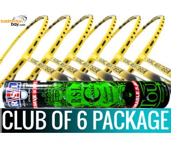 Club Package - 1 Tube RSL Classic Shuttlecocks + 6 pieces rackets - Abroz Exonic Nextgen Yellow Black Badminton Racket (5U)