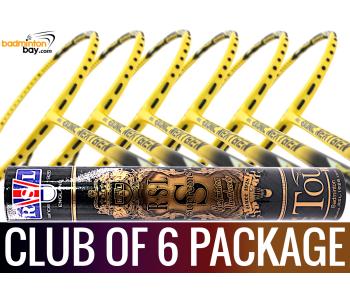 Club Package - 1 Tube RSL Supreme Shuttlecocks + 6 pieces rackets - Abroz Exonic Nextgen Yellow Black Badminton Racket (5U)