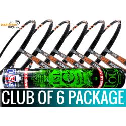 Club Package - 1 Tube RSL Classic Shuttlecocks + 6 pieces rackets - Abroz Nano 9900 Power Badminton Racket (5U)