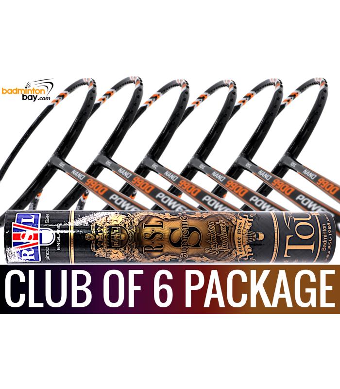 Club Package - 1 Tube RSL Supreme Shuttlecocks + 6 pieces rackets - Abroz Nano 9900 Power Badminton Racket (5U) Club Package - 1 Tube RSL Supreme Shuttlecocks + 6 pieces rackets - Abroz Nano 9900 Power Badminton Racket (5U)
