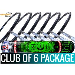 Club Package - 1 Tube RSL Classic Shuttlecocks + 6 pieces rackets - Abroz Shark Hammerhead Badminton Racket (6U)
