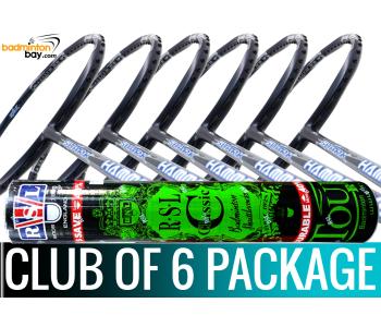 Club Package - 1 Tube RSL Classic Shuttlecocks + 6 pieces rackets - Abroz Shark Hammerhead Badminton Racket (6U)