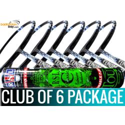 Club Package - 1 Tube RSL Classic Shuttlecocks + 6 pieces rackets - Abroz Nano Power Venom II Badminton Racket (6U) 