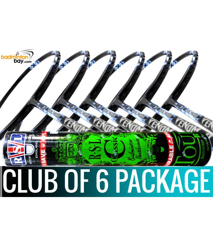 Club Package - 1 Tube RSL Classic Shuttlecocks + 6 pieces rackets - Abroz Nano Power Venom II Badminton Racket (6U) 