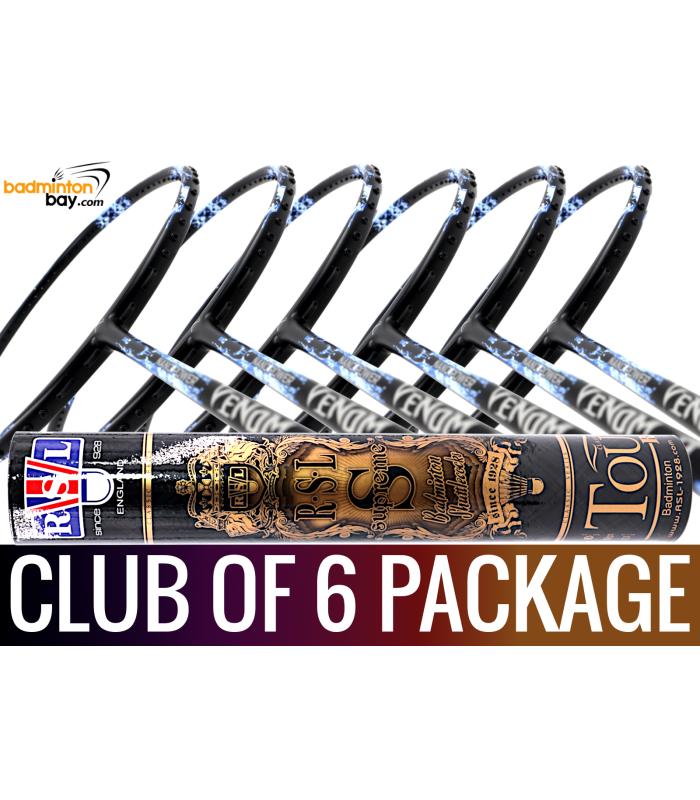 Club Package - 1 Tube RSL Supreme Shuttlecocks + 6 pieces rackets - Abroz Nano Power Venom II Badminton Racket (6U) 