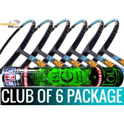Club Package - 1 Tube RSL Classic Shuttlecocks + 6 pieces rackets - Abroz XStorm 88 Badminton Racket (6U)