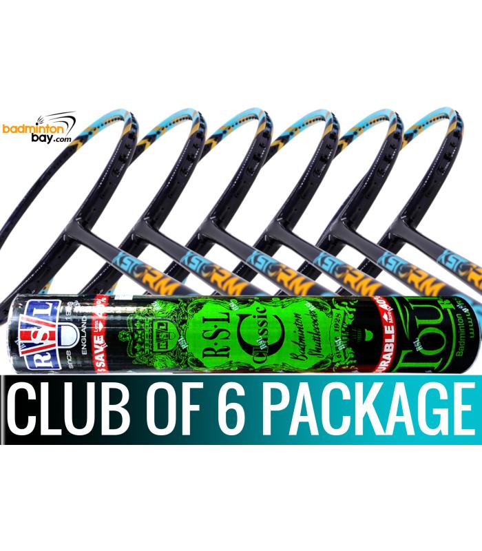 Club Package - 1 Tube RSL Classic Shuttlecocks + 6 pieces rackets - Abroz XStorm 88 Badminton Racket (6U)