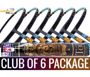 Club Package - 1 Tube RSL Supreme Shuttlecocks + 6 pieces rackets - Abroz XStorm 88 Badminton Racket (6U)