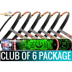 Club Package - 1 Tube RSL Classic Shuttlecocks + 6 pieces rackets - Abroz XStorm 99 Orange Badminton Racket (6U)