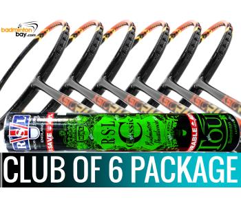 Club Package - 1 Tube RSL Classic Shuttlecocks + 6 pieces rackets - Abroz XStorm 99 Orange Badminton Racket (6U)