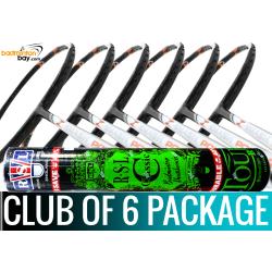 Club Package - 1 Tube RSL Classic Shuttlecocks + 6 pieces rackets - Abroz Z-Smash Power Badminton Racket (6U)