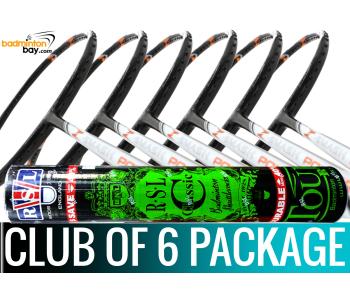 Club Package - 1 Tube RSL Classic Shuttlecocks + 6 pieces rackets - Abroz XStorm 88 Badminton Racket (6U)