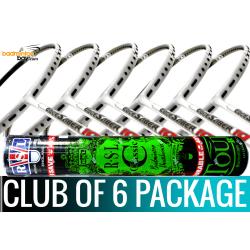 Club Package - 1 Tube RSL Classic Shuttlecocks + 6 pieces rackets - Apacs EdgeSaber 10 White Badminton Racket (4U)