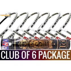 Club Package - 1 Tube RSL Supreme Shuttlecocks + 6 pieces rackets - Apacs EdgeSaber 10 White Badminton Racket (4U)