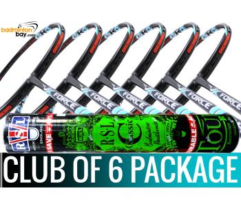 Club Package - 1 Tube RSL Classic Shuttlecocks + 6 pieces rackets - Apacs Force II Max Dark Grey Badminton Racket (4U)