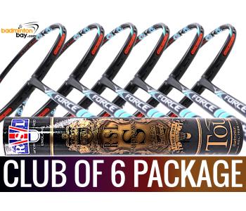 Club Package - 1 Tube RSL Supreme Shuttlecocks + 6 pieces rackets - Apacs Force II Max Dark Grey Badminton Racket (4U)