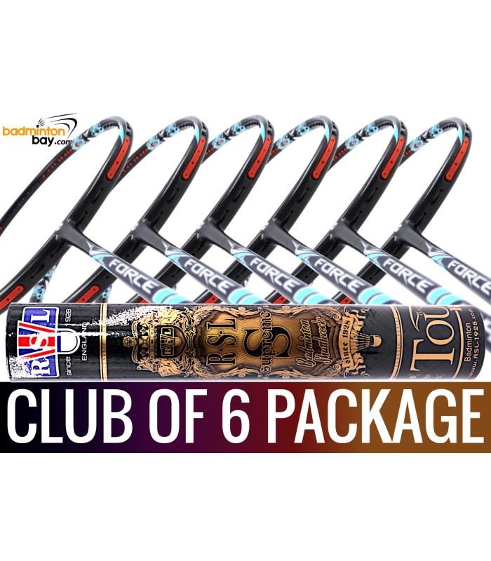 Club Package - 1 Tube RSL Supreme Shuttlecocks + 6 pieces rackets - Apacs Force II Max Dark Grey Badminton Racket (4U) Club Package - 1 Tube RSL Supreme Shuttlecocks + 6 pieces rackets - Apacs Force II Max Dark Grey Badminton Racket (4U)