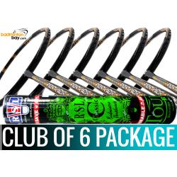 Club Package - 1 Tube RSL Classic Shuttlecocks + 6 pieces rackets - Apacs Feather Weight X Special (XS) Black Gold Badminton Racket (8U) 