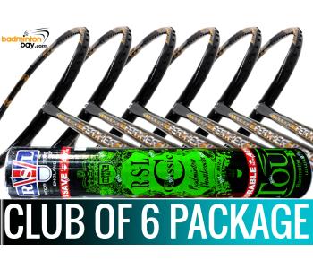 Club Package - 1 Tube RSL Classic Shuttlecocks + 6 pieces rackets - Apacs Feather Weight X Special (XS) Black Gold Badminton Racket (8U) 