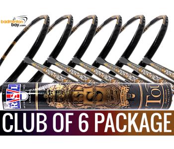 Club Package - 1 Tube RSL Supreme Shuttlecocks + 6 pieces rackets - Apacs Feather Weight X Special (XS) Black Gold Badminton Racket (8U) 