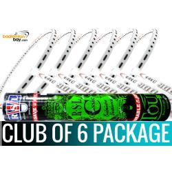 Club Package - 1 Tube RSL Classic Shuttlecocks + 6 pieces rackets - Apacs Nano 900 Power White Badminton Racket (4U)