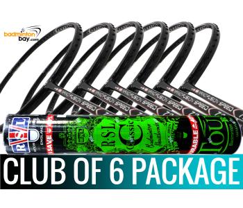 Club Package - 1 Tube RSL Classic Shuttlecocks + 6 pieces rackets - Apacs Nano Fusion 722 Speed Black (6U) Badminton Racket