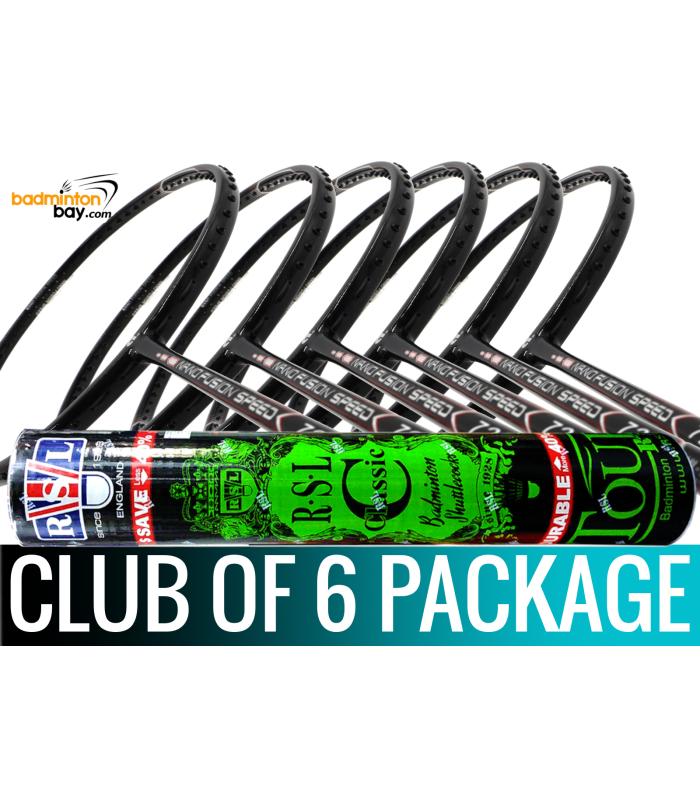 Club Package - 1 Tube RSL Classic Shuttlecocks + 6 pieces rackets - Apacs Nano Fusion 722 Speed Black (6U) Badminton Racket