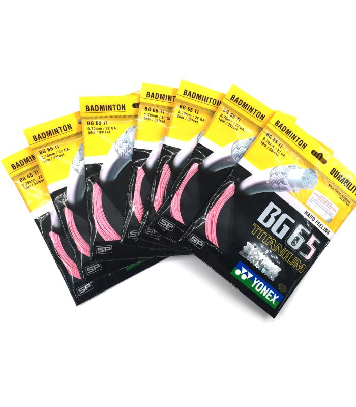 7 pieces PINK Yonex BG65Ti (Titanium) Badminton String