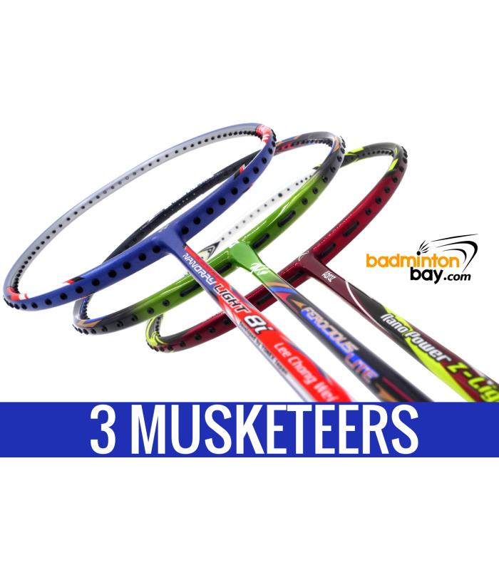 Three Musketeers Bundling (3 Rackets): 1x Abroz Nano Power Z-Light, 1x Apacs Ferocious Lite Green, 1x Yonex - Nanoray Light 8i iSeries Badminton Racket