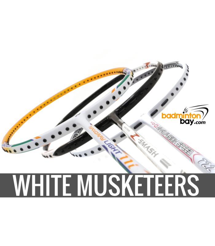 White Musketeers (3 Rackets):1x Abroz Nano Power Z-Smash, 1x Apacs Nano Fusion Speed 722 White ,1x Yonex - Nanoray Light 11i iSeries Badminton Rackets