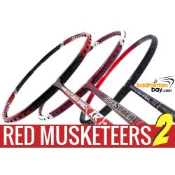 Red Musketeers 2 : 1x Apacs Nano Fusion 722 Speed Red, 1x Apacs Nano Fusion Speed XR,  1x Apacs Edgesaber 10 Red Badminton Rackets