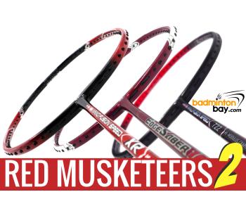 Red Musketeers 2 : 1x Apacs Nano Fusion 722 Speed Red, 1x Apacs Nano Fusion Speed XR,  1x Apacs Edgesaber 10 Red Badminton Rackets