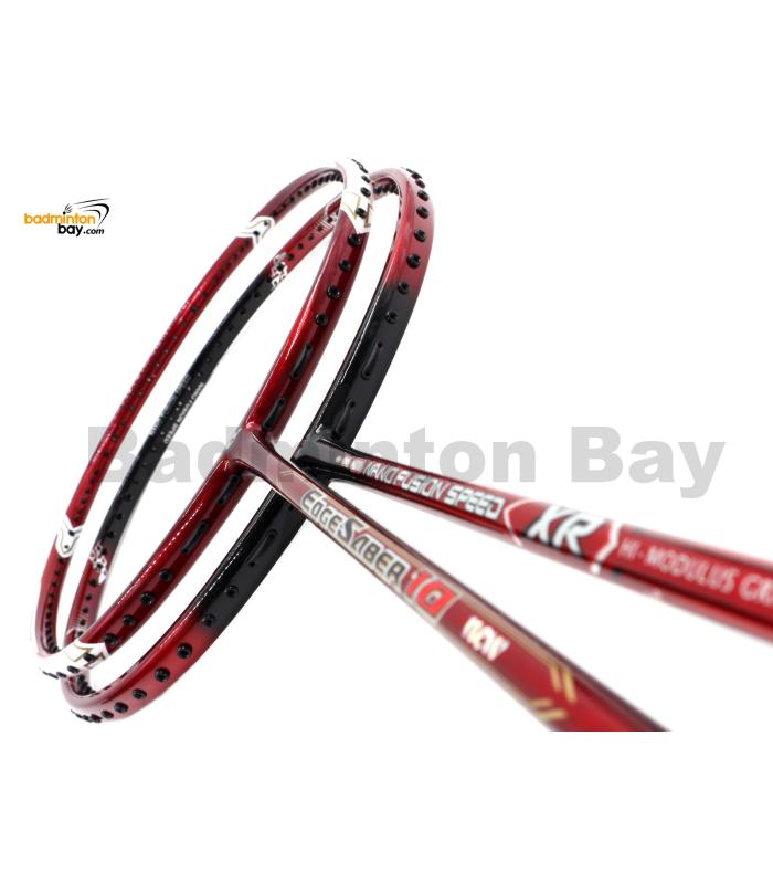 2 Pieces Deal: Apacs Nano Fusion Speed XR Black Red + Apacs Edgesaber 10 Red Badminton Racket