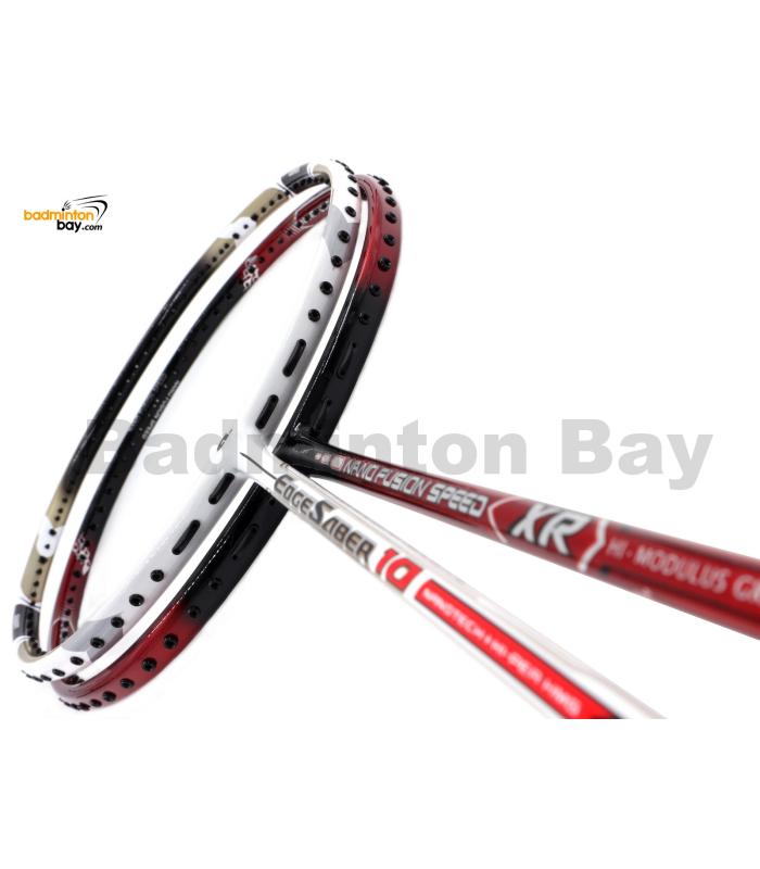 2 Pieces Deal: Apacs Nano Fusion Speed XR Black Red + Apacs Edgesaber 10 White Badminton Racket