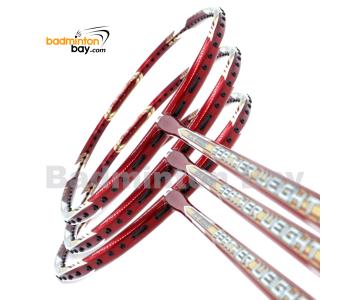 3 Pieces Rackets - Apacs Feather Weight X II Red Gold Badminton Racket (8U) Worlds Lightest Badminton Racket