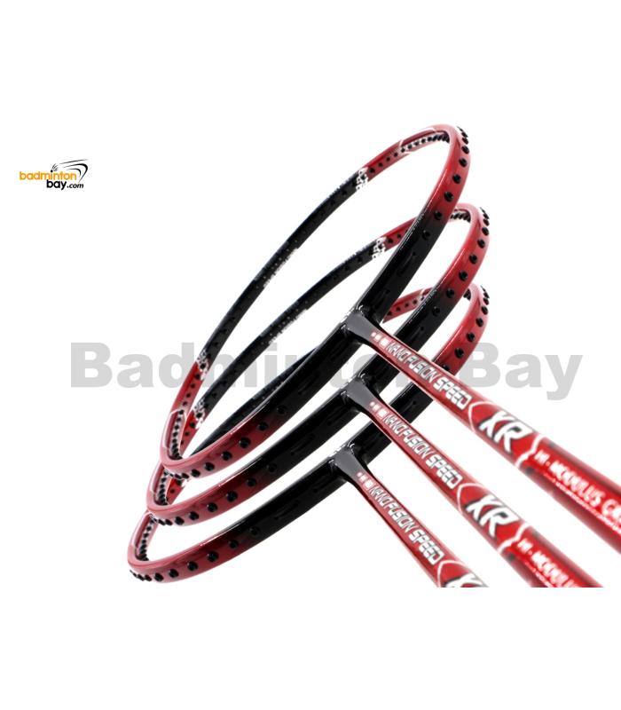 3 Pieces Rackets - Apacs Nano Fusion Speed XR Red Black (6U) Badminton Racket