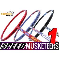 Speed Musketeers 1 : 1x Abroz Shark Mach II , 1x Apacs Blend Duo 10X , 1x Abroz Nano Power Venom II Badminton Rackets
