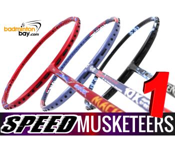 Speed Musketeers 1 : 1x Abroz Shark Mach II , 1x Apacs Blend Duo 10X , 1x Abroz Nano Power Venom II Badminton Rackets