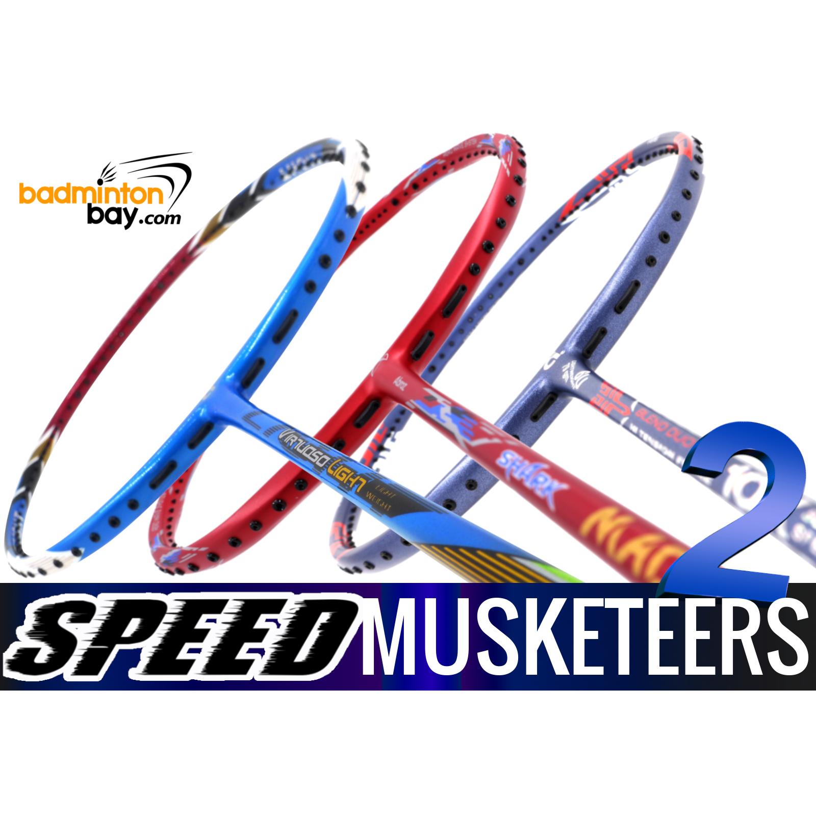 Speed Musketeers 2 1x Apacs Virtuoso Light, 1x Abroz Shark Mach II , 1x Apacs Blend Duo 10X Badminton Rackets