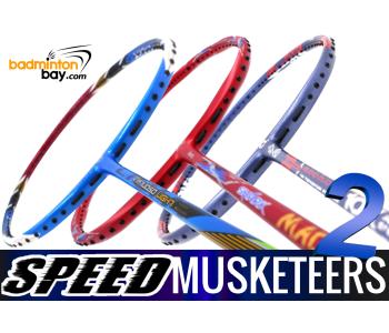 Speed Musketeers 2 : 1x Apacs Virtuoso Light, 1x Abroz Shark Mach II , 1x Apacs Blend Duo 10X Badminton Rackets