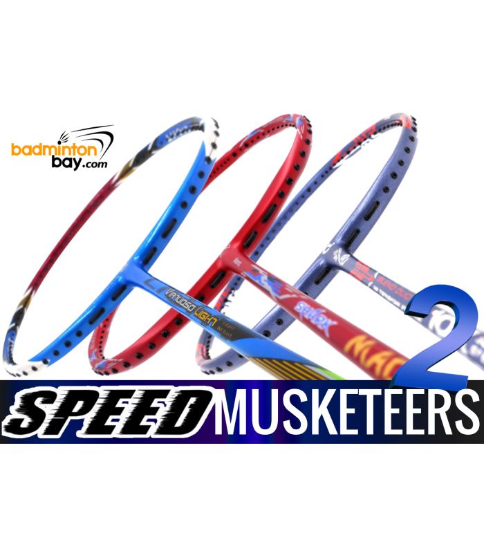 Speed Musketeers 2 : 1x Apacs Virtuoso Light, 1x Abroz Shark Mach II , 1x Apacs Blend Duo 10X Badminton Rackets