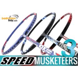 Speed Musketeers 3 :  1x Apacs Blend Duo 10X , 1x Abroz Nano Power Venom II , 1x Apacs Nano Fusion Speed XR Badminton Rackets