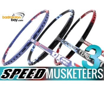 Speed Musketeers 3 :  1x Apacs Blend Duo 10X , 1x Abroz Nano Power Venom II , 1x Apacs Nano Fusion Speed XR Badminton Rackets