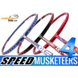 Speed Musketeers 4 :  1x Apacs Blend Duo 10X , 1x Apacs Nano Fusion Speed XR , 1x Abroz Shark Mach II Badminton Rackets